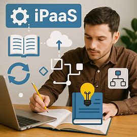 A Consultant working on iPaaS Implementation at their laptop